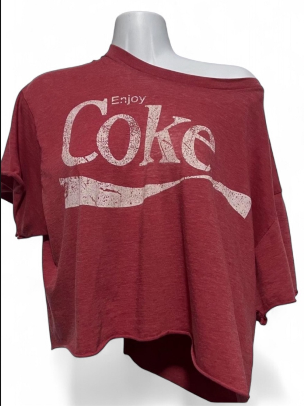 Vintage '90s Coke Off-the-Shoulder Hand Cut Crop Top